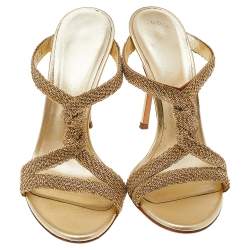 مملوكة مسبقًا صندل سلايد كاسادي معدن ذهبي اللون مقاس 36 