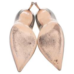 Pre Owned Casadei Silver Leather Blade Pointed Toe Pumps Size 37