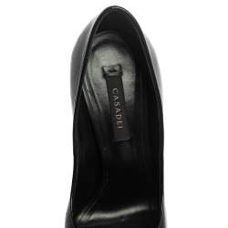 Pre Owned Casadei Black Leather Peep Toe Platform Pumps Size 36