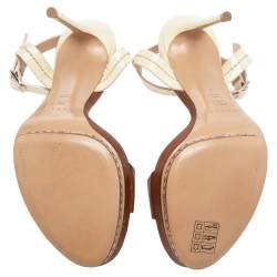 مملوكة مسبقًا Casadei Brown/Cream Patent And  Leather Ankle Strap Platform Sandals Size 37