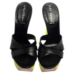 Casadei Black Leather Platform Sandals Size 37