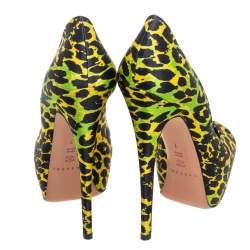 Casadei Multicolor Satin And Patent Leather Cap Toe Platform Pumps Size 37.5