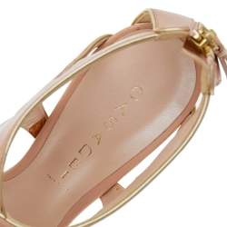 Pre Owned Casadei Beige/Gold Leather Sandals Size 38