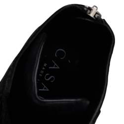 Pre Owned Casadei Black Suede Chain Detail Wedge High Top Sneakers Size 39