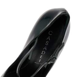 Pre Owned Casadei Two Tone Patent Leather Blade Peep Toe Platform Mary Jane Pumps Size 37.5