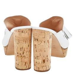 Pre Owned Casadei White Leather Tassel Platform Slide Sandals Size 40.5