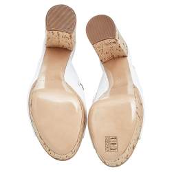 Pre Owned Casadei White Leather Tassel Platform Slide Sandals Size 40.5