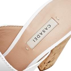 Pre Owned Casadei White Leather Tassel Platform Slide Sandals Size 40.5