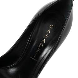 Pre Owned Casadei Black Leather Crisscross Peep-Toe Pumps Size 37