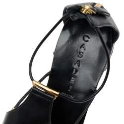 Pre Owned Casadei Black Leather Ankle Strap Flat Sandals Size 40