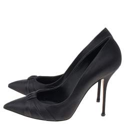 Casadei Black Satin Pointed Toe Pumps Size 39