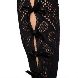 Pre Owned Casadei Black Knit Fabric And Suede Platform Knee High Boots Size 38.5