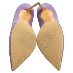 Pre Owned Casadei Purple Snakeskin Embossed Leather Pointed Toe Pumps Size 40
