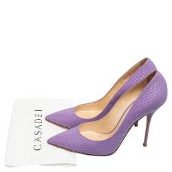 Pre Owned Casadei Purple Snakeskin Embossed Leather Pointed Toe Pumps Size 40