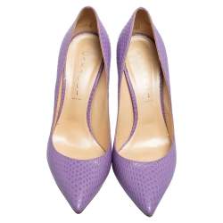 Pre Owned Casadei Purple Snakeskin Embossed Leather Pointed Toe Pumps Size 40