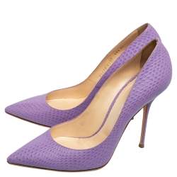 Pre Owned Casadei Purple Snakeskin Embossed Leather Pointed Toe Pumps Size 40