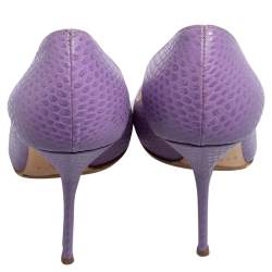 Pre Owned Casadei Purple Snakeskin Embossed Leather Pointed Toe Pumps Size 40