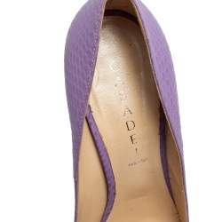 Pre Owned Casadei Purple Snakeskin Embossed Leather Pointed Toe Pumps Size 40
