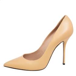 Pre Owned Casadei Beige Leather Pointed Toe Pumps Size 41