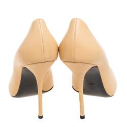 Pre Owned Casadei Beige Leather Pointed Toe Pumps Size 41