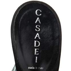 Pre Owned Casadei Royal Black Patent Embellished Heel Ankle Wrap Platform Sandals Size 39
