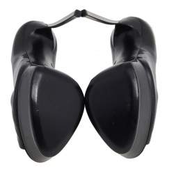 Pre Owned Casadei Black Glitter Patent Leather Platform Peep Toe Pumps Size 37