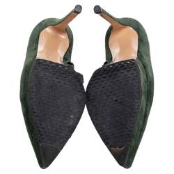 Casadei Green Suede Pointed-Toe Platform Ankle Booties Size 37
