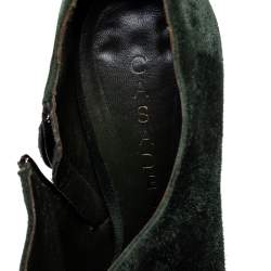 Casadei Green Suede Pointed-Toe Platform Ankle Booties Size 37