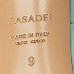 Pre Owned Casadei Blue Patent Leather Peep Toe Pumps Size 39