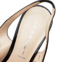 Casadei Brown Patent Leather Bow Slingback Sandals Size 38