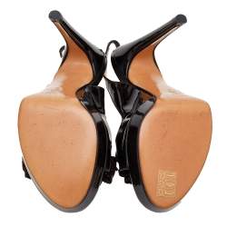 Casadei Brown Patent Leather Bow Slingback Sandals Size 38