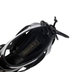 Pre Owned Casadei Black Patent Leather Peep Toe Platform Sandals Size 37