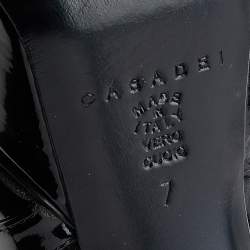 Pre Owned Casadei Black Patent Leather Peep Toe Platform Sandals Size 37