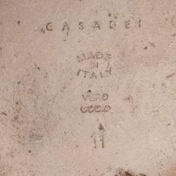 Pre Owned Casadei Navy Blue Patent Leather Laser-Cut Platform Strappy Sandals Size 41