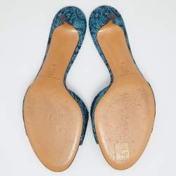 Pre Owned Casadei Blue Lace Open Toe Slide Sandals Size 41