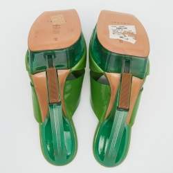 Pre Owned Casadei Green Leather Crisscross Platform Sandals Size 40