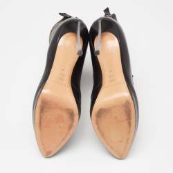 Pre Owned Casadei Black Leather Blade Lace Up Booties Size 39