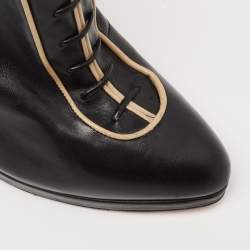 Pre Owned Casadei Black Leather Blade Lace Up Booties Size 39