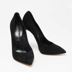 Pre Owned Casadei Black Suede Blade Pearl Pumps Size 40