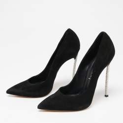 Pre Owned Casadei Black Suede Blade Pearl Pumps Size 40