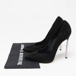 Pre Owned Casadei Black Suede Blade Pearl Pumps Size 40
