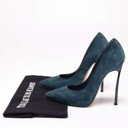 Pre Owned Casadei Teal Suede Blade Pumps Size 36