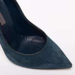 Pre Owned Casadei Teal Suede Blade Pumps Size 36
