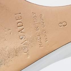 Pre Owned صندل كاسادي جلد ابيض نعل روكي سميك سير حرف تي مقاس 38