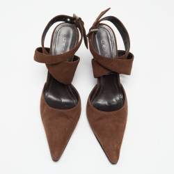 Casadei Brown Suede Ankle Strap Wedge Sandals Size 38