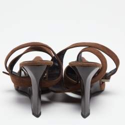 Casadei Brown Suede Ankle Strap Wedge Sandals Size 38