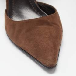 Casadei Brown Suede Ankle Strap Wedge Sandals Size 38