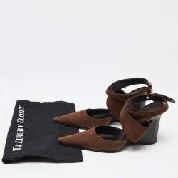 Casadei Brown Suede Ankle Strap Wedge Sandals Size 38