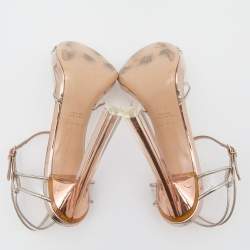 Pre Owned Casadei Metallic PVC and Leather Sandals Size 39