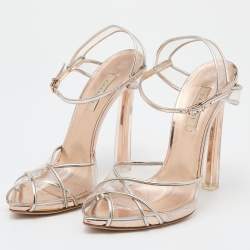 Pre Owned Casadei Metallic PVC and Leather Sandals Size 39